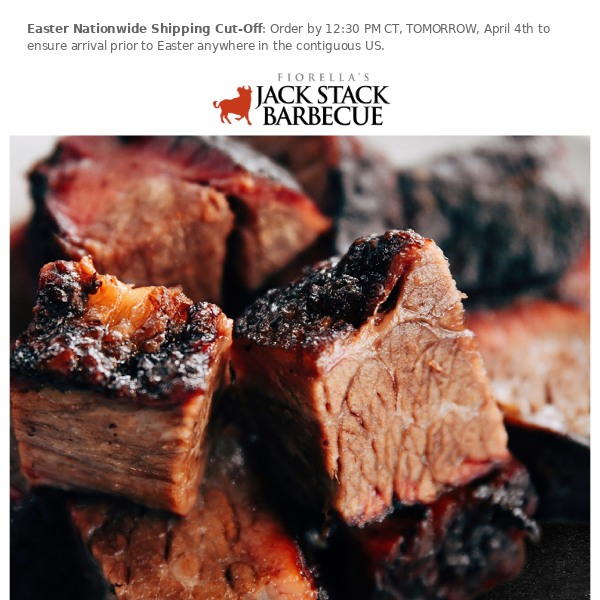 Last Chance to ship Easter Dinner + Free 'Cue