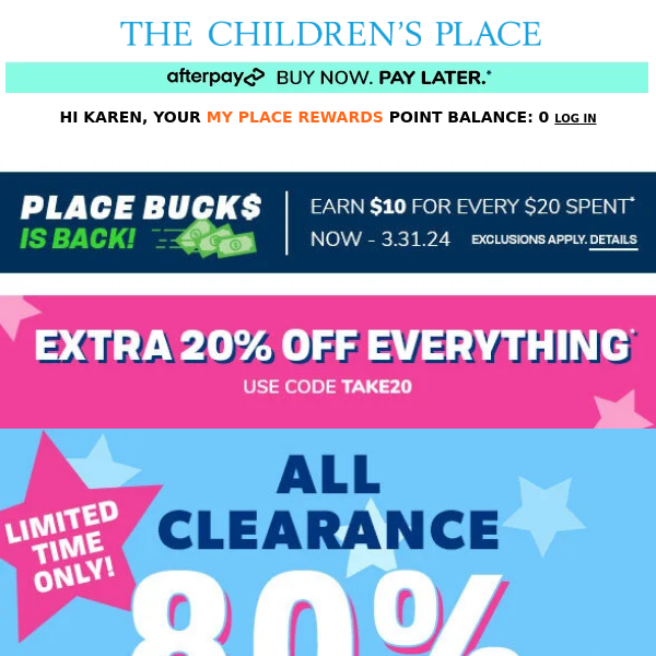 80% off ALL CLEARANCE | No exclusions (use code TAKE20)