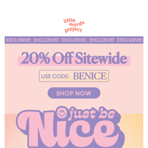 20% OFF SITEWIDE - TODAY ONLY