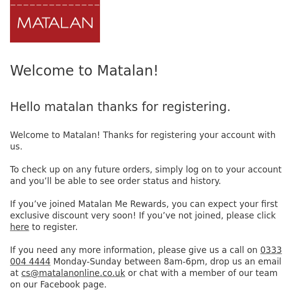 Welcome to the Matalan family