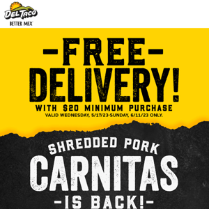 CARNITAS. IS. BACK!! + FREE DELIVERY!