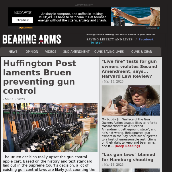 Bearing Arms - Mar 13 - Huffington Post laments Bruen preventing gun control