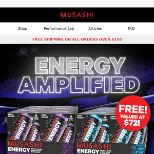Get a Free 24pk Musashi Energy Drink! ⚡