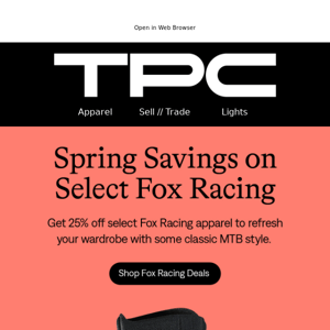 Rider-favorites on sale: 25% off select Shimano & Fox Racing