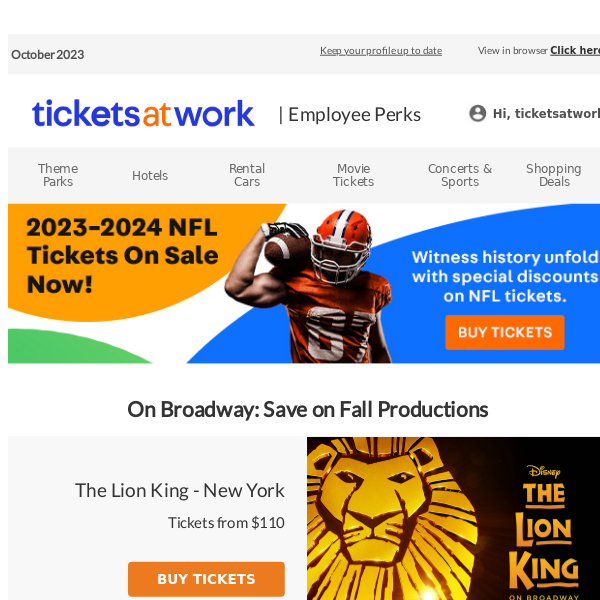 Catch the Latest Savings: NFL Tickets, Shows & More Live Event