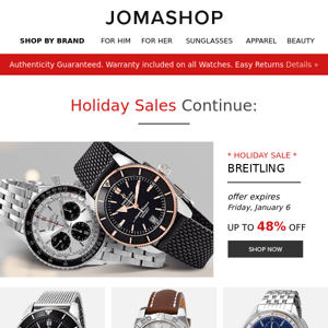 New Year, New Deals 🍾 Breitling • Tissot  • Matthey-Tissot • Gucci Optical  • & MORE