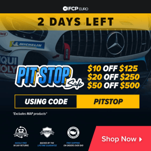 2 Days Left To Save Up $50 On CLK500 Parts - Pit Stop Sale Ends TOMORROW!