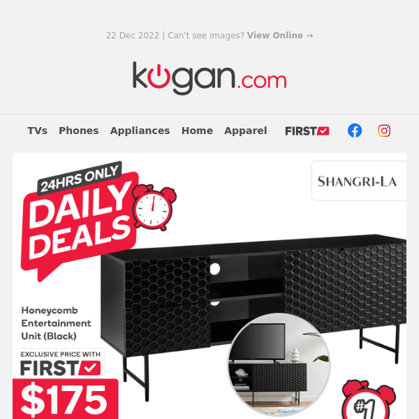 Daily Deals: Entertainment Unit, Colourful Smart Lights, Ray-Ban Sunglasses & More!