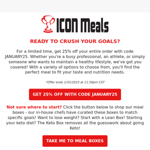 Eat clean, save big with 25% off ICON Meals