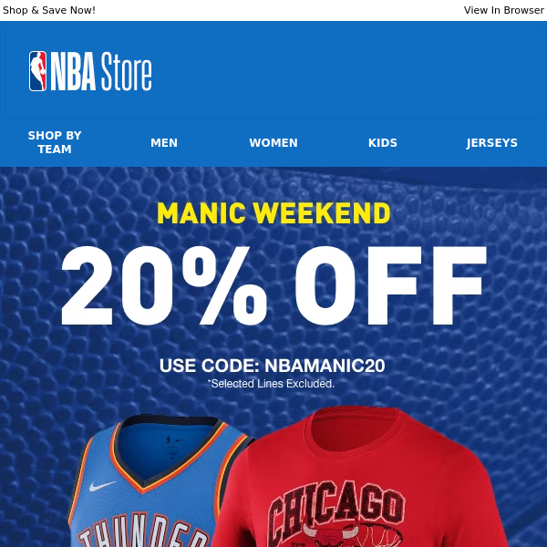 Get 20% Off Official NBA Merchandise Before Midnight!
