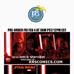 💥THE FORCE IS BACK!  CHECKOUT OUR DARTH VADER EXCLUSIVE BY MIKE MAYHEW!  PRE-ORDER FRI AT 9AM PST/12PM EST! DETAILS INSIDE!