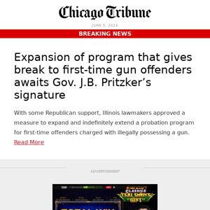 Expansion of program that gives break to first-time gun offenders awaits Gov. J.B. Pritzker’s signature