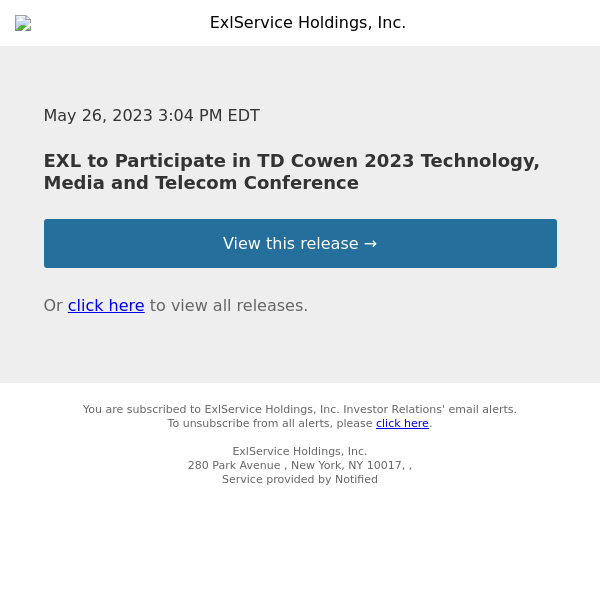 EXL to Participate in TD Cowen 2023 Technology, Media and Telecom Conference