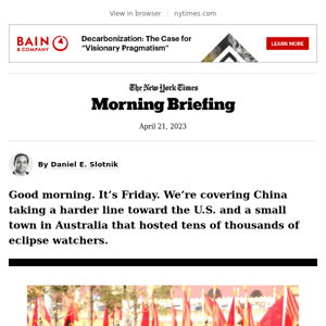 Your Friday Briefing: China rebuffs the U.S.