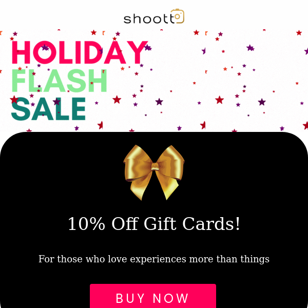 Holiday Flash Sale! 10% off gift cards!