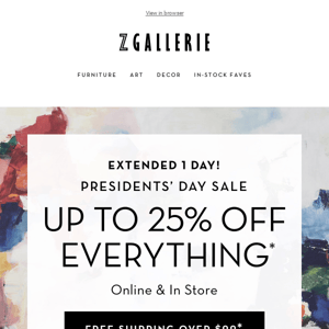 FINAL HOURS | Up to 25% OFF Everything