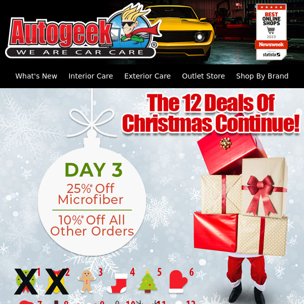Day 3 Features 25% Off Microfiber or 10% Off Everything Else!