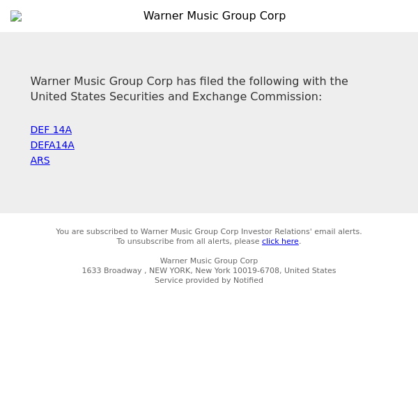 New SEC Document(s) for Warner Music Group Corp