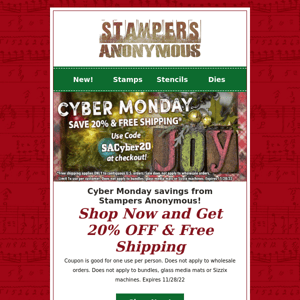 Stampers Anonymous Cyber Monday - 20% OFF!