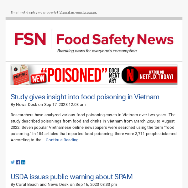 USDA issues public warning about SPAM