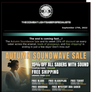 Time is running out! The Autumn Soundwave Sale ends FRIDAY!