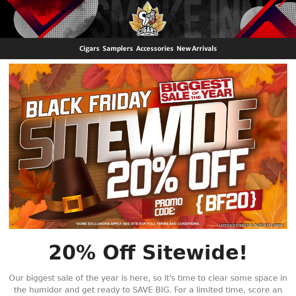 20% Off Sitewide Starts Now