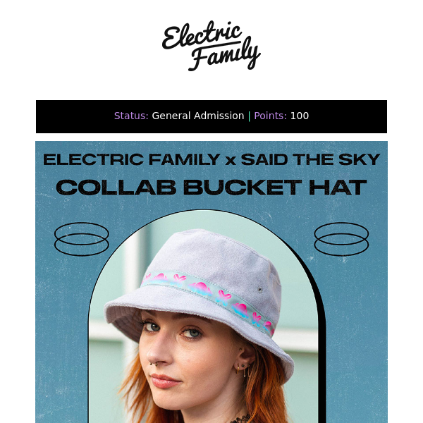 The Electric Family x Said the Sky Bucket Hat is available now online!