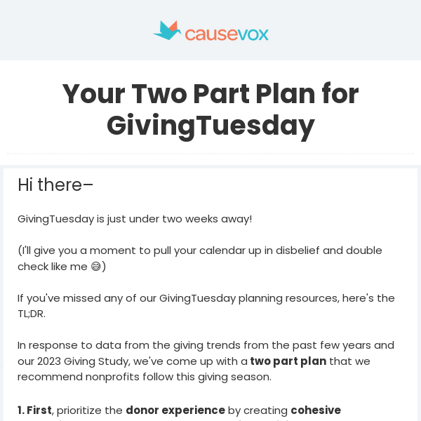 Your Two Part Plan for GivingTuesday