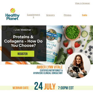 Webinar Registration |  Proteins & Collagens How do you choose? |  by Amber Lynn Vitale, CN