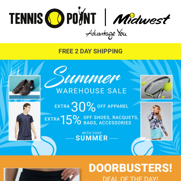 EXTRA 30% Off Apparel + 15% Off Racquets, Shoes + More!