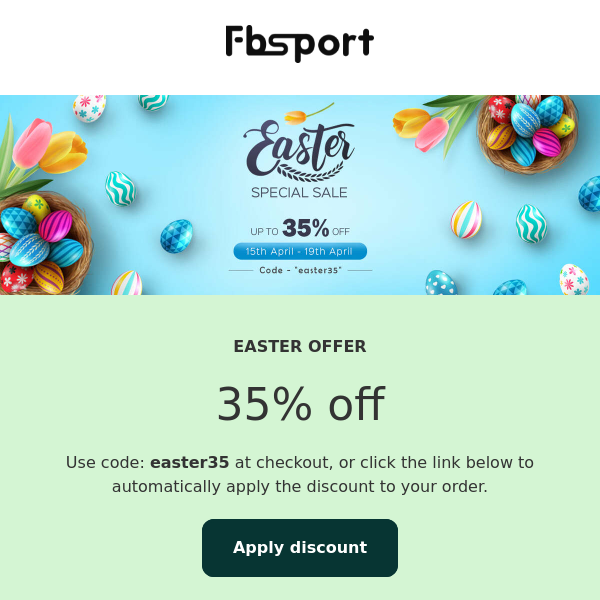 Fbsport Easter Big Sale 35% Off, ends by tomorrow, hurry up 😍
