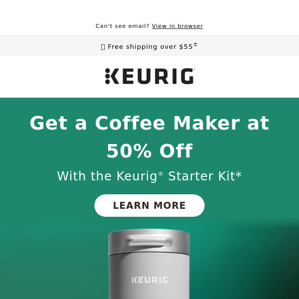 ☕ Get a coffee maker at 50% off