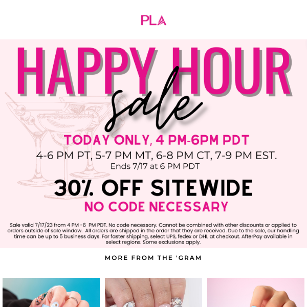 CHEERS! 30% off HAPPY HOUR! 4-6 PM PDT 🥂