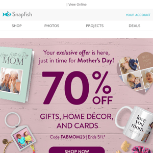 🤫 EMAIL EXCLUSIVE: 70% off gifts for Mom