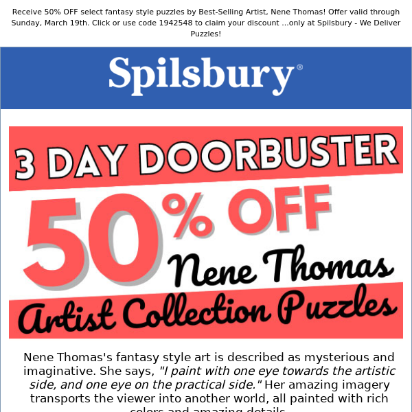 3 DAY DOORBUSTER 🧩 50% OFF Nene Thomas Puzzles