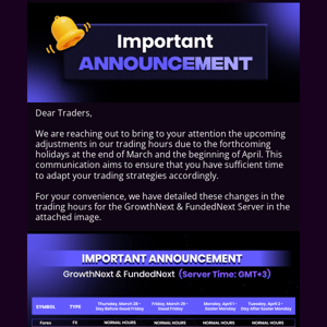 Important Notice: Adjusted Trading Hours for Late March and Early April