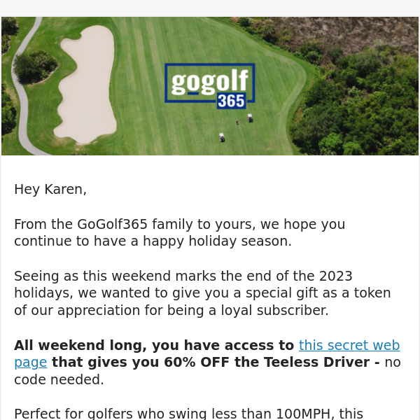 Enjoy our holiday gift to GoGolf365 golfers 🎁🏌️‍♂️