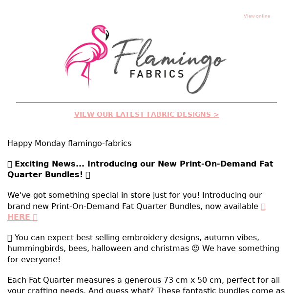 Flamingo Fabrics✂️🧵 Get Crafty with our Print on Demand Fat Quarter Bundles!