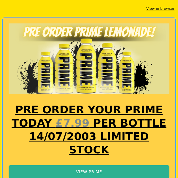 PRE ORDER PRIME LEMONADE 🍋