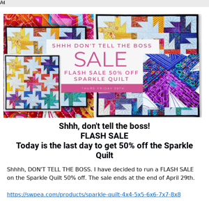 Flash Sale 50% off Sparkle Quilt Today Only!