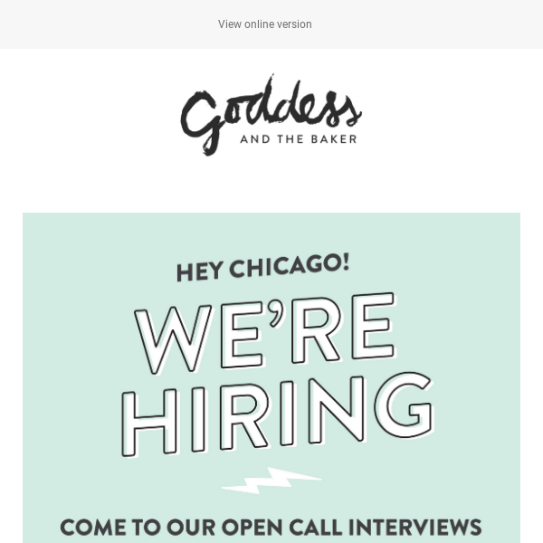 Goddess and the Baker is Hiring!