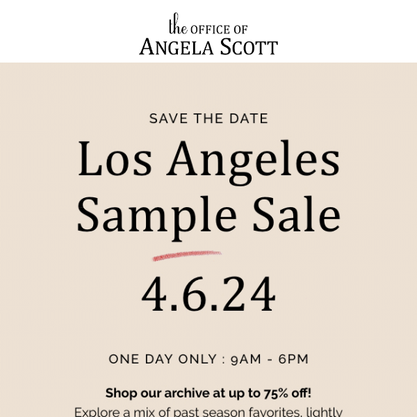 up to 75% off: LA Sample Sale!