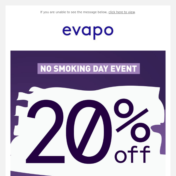 No Smoking Day Event - 20% Off Everything Online