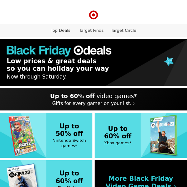 Black Friday deals: Up to 60% off video games.