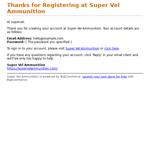 Thanks for Registering at Super Vel Ammunition
