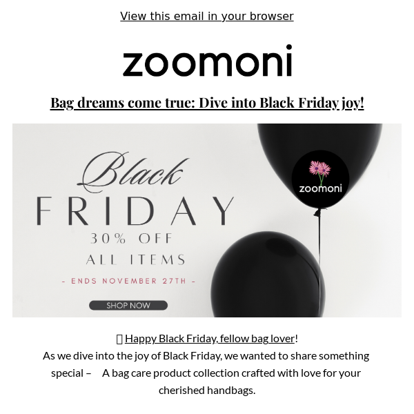 Ready? Zoomoni's Black Friday Feast for Bag Aficionados is Here! 😍