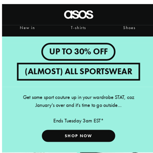 Up to 30% off almost all sportswear 🏋️