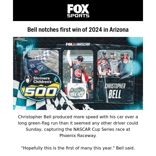 WATCH>> NASCAR: Breaks finally go Bell's way