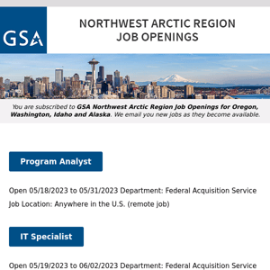 New/Current Job Opportunities in the GSA Northwest Arctic Region