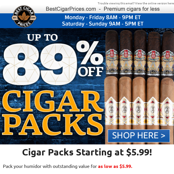 💥 Cigar Packs Starting at $5.99 💥